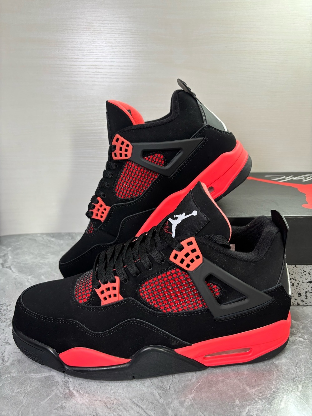 Air Jordan 4 Retro “Red Thunder” Men’s Lace-Up Basketball Sneakers - Picture 3 of 6